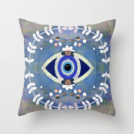Evil Eye Protective Turkish Mandala Print Throw Pillow