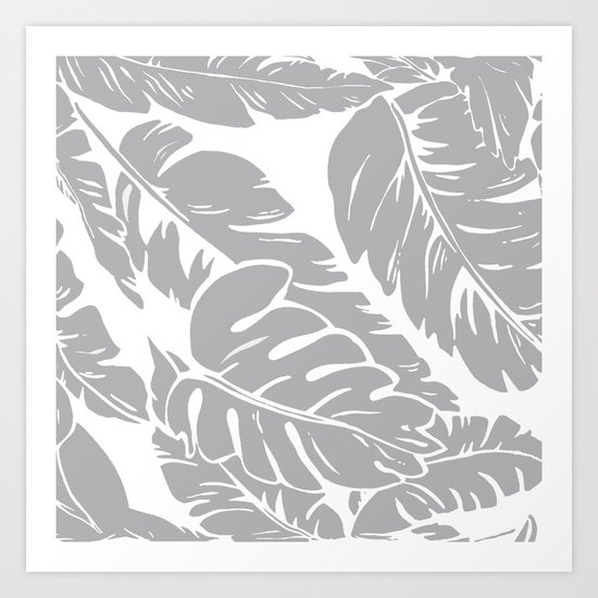 PALM LEAF GRAY Art Print