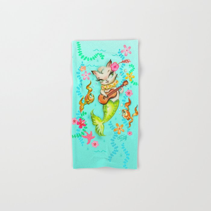 Mermaid Cat with Ukulele Hand & Bath Towel