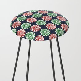 Peppermint swirl candy on navy blue Counter Stool