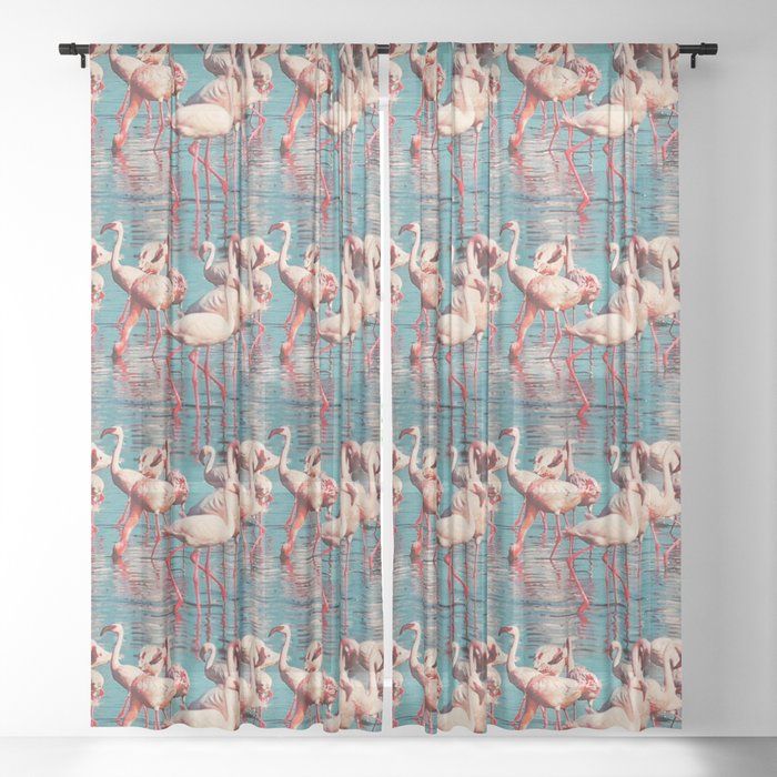 Pink flamingos Sheer Curtain