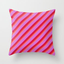 [ Thumbnail: Red, Orchid & Crimson Colored Stripes/Lines Pattern Throw Pillow ]