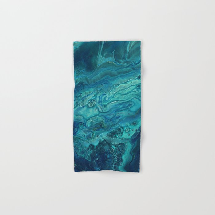 Blue & Teal Acrylic Abstract Fluid Art Hand & Bath Towel
