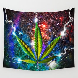 Weed Leaf in Space Wall Tapestry