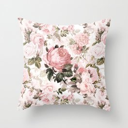 Vintage & Shabby Chic - Sepia Pink Roses  Throw Pillow