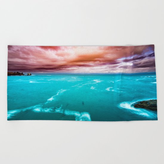 Fire and Water Sea Beach Towel