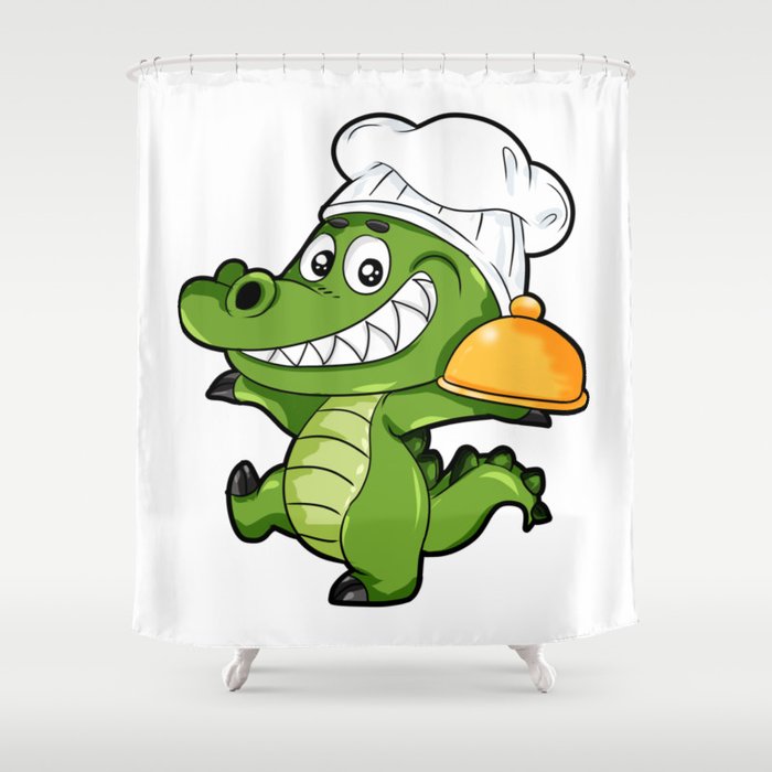 Cooking Alligator Crocodile Cook Kitchen Chef Gift Shower Curtain