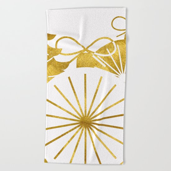 Gold Christmas 01 Beach Towel