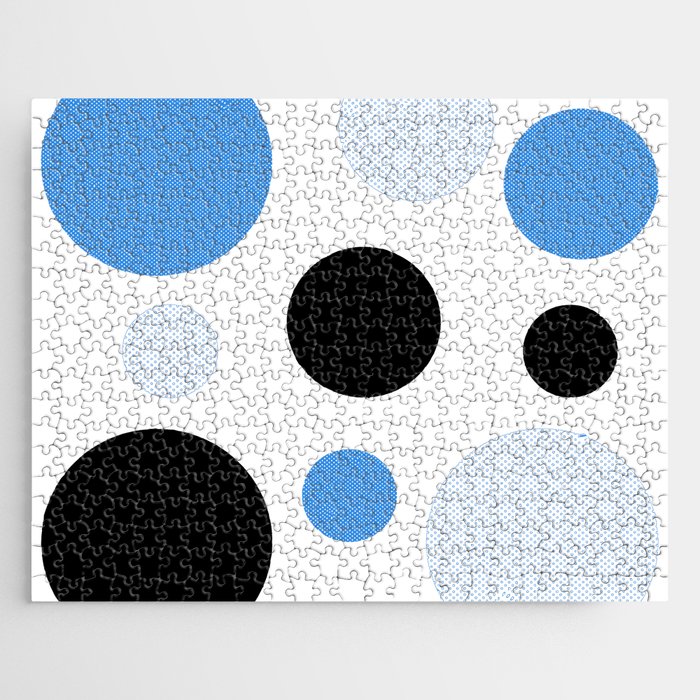 Atomic Era Circles With Dots Blue Jigsaw Puzzle