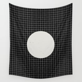 Black and White Grid Pattern Line Stripe Geometric  Wall Tapestry
