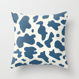 blue cow pattern Throw Pillow
