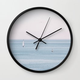 Ocean - Sail boat in calm sea - travel photography Wall Clock