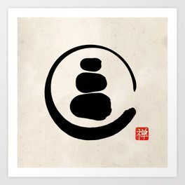 Zen Enso Circle and Zen stones Art Print