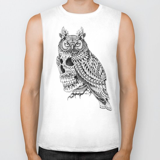 Great Horned Skull Biker Tank