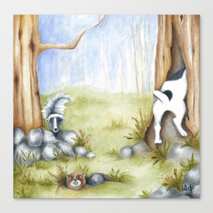 Hide And Seek Dog Original Art Jack Russell Terrier Jrt Painting