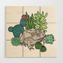 Toad with Succulents Wood Wall Art
