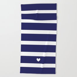 Preppy Navy Blue Stripes Beach Towel