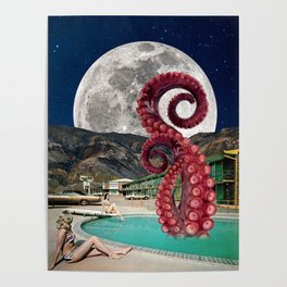 Octopus in the pool Poster