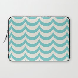 Turquoise Green and Antique White Wave Pattern Laptop Sleeve