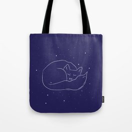 Arctic fox in a winter starry night Tote Bag