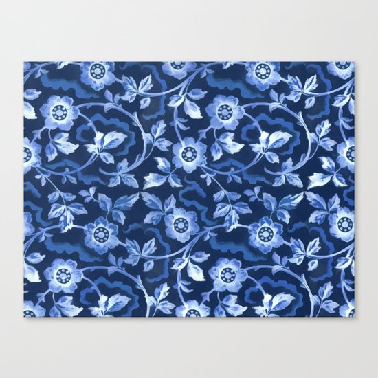 Blue floral pattern Canvas Print