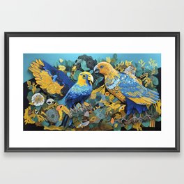 UtopiArt Design - blue & yellow parrot Framed Art Print