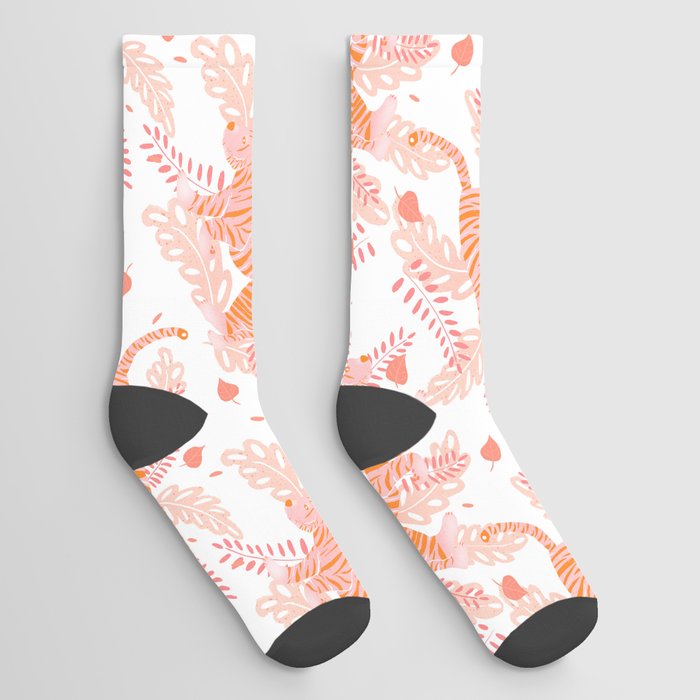 Orange and pink tiger Socks