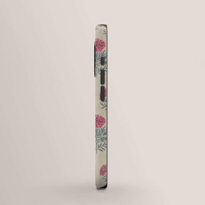 Marigold - pink and teal on linen