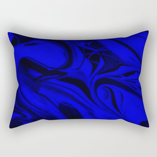 Black and Blue Swirl - Abstract, blue and black mixed paint pattern texture Rectangular Pillow