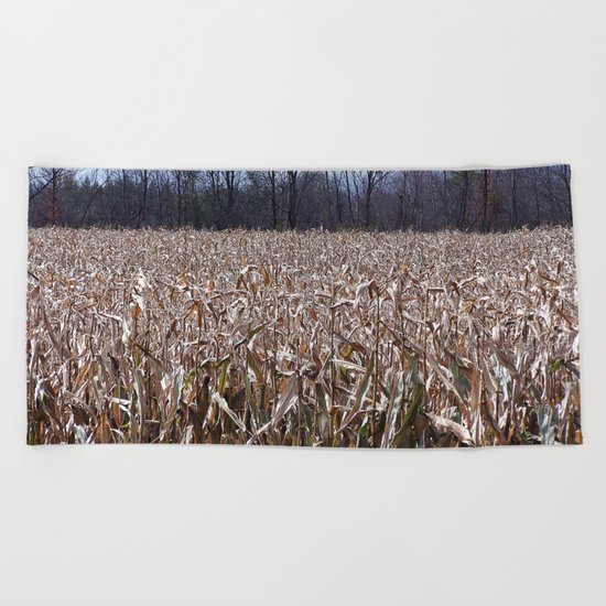 Field of Corn left Behind Beach Towel