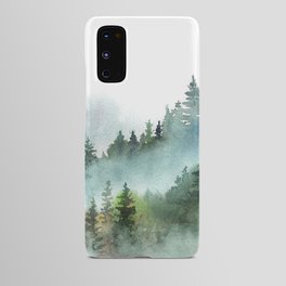 Watercolor Pine Forest Mountains in the Fog Android Case