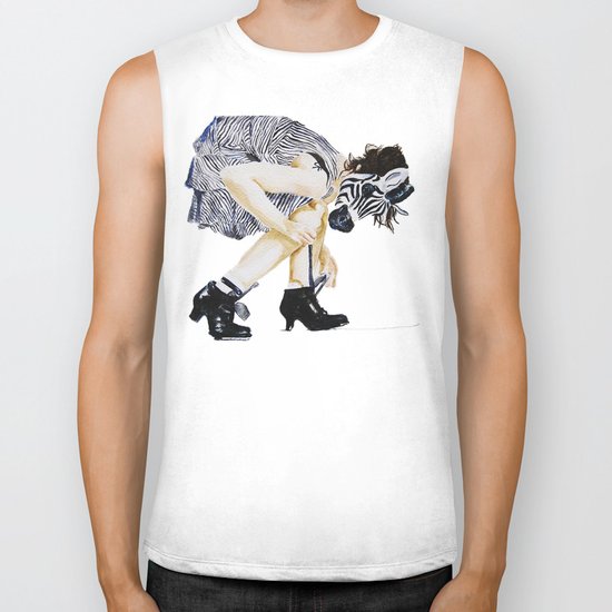 zebra girl Biker Tank