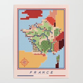 Pixel map of France (8-bit) Poster