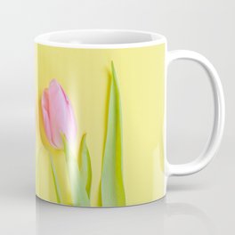 Three pink tulips on yellow Coffee Mug