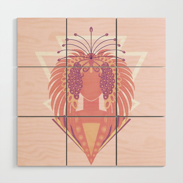 Art Deco pink phoenix  Wood Wall Art