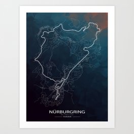 Nurburgring Race Track Map - Nordschleife Art Print