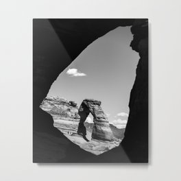 The Delicate Arch Framed By Nature - Black and White Metal Print | Landscapeprint, Unitedstates, Delicatearch, Anseladams, Archesnationalpark, Photo, Statesymbol, Largerocks, Utahprints, Rockformations 