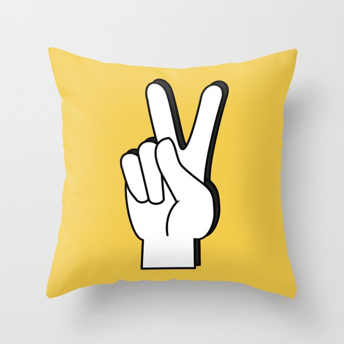 Peace Sign yellow Throw Pillow