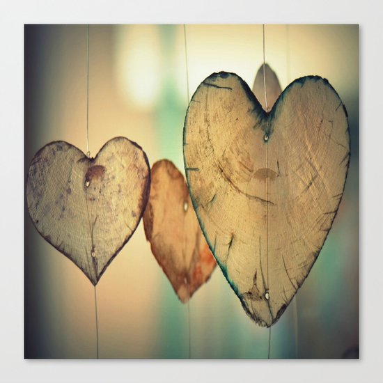Vintage Boho Chic Bokeh Hearts Wind Chimes Canvas Print