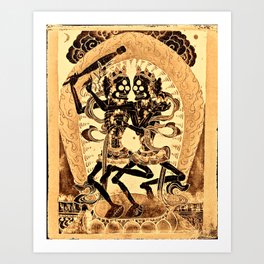 Citipati Tibetan Skeleton Lords Gold Art Print