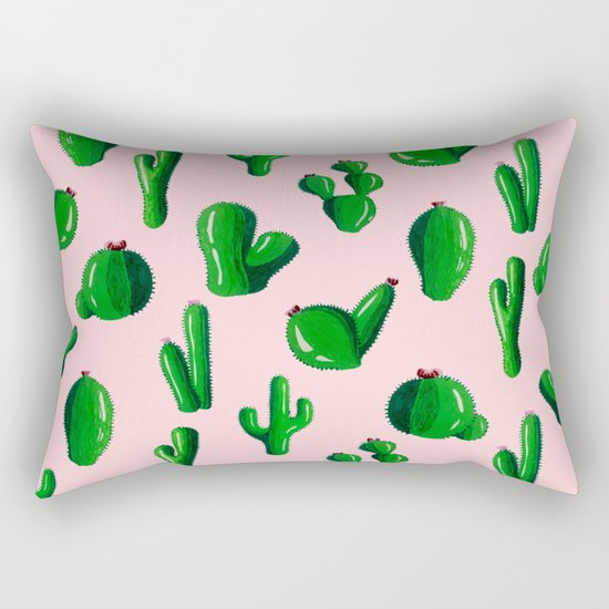 Pink Cactus Rectangular Pillow
