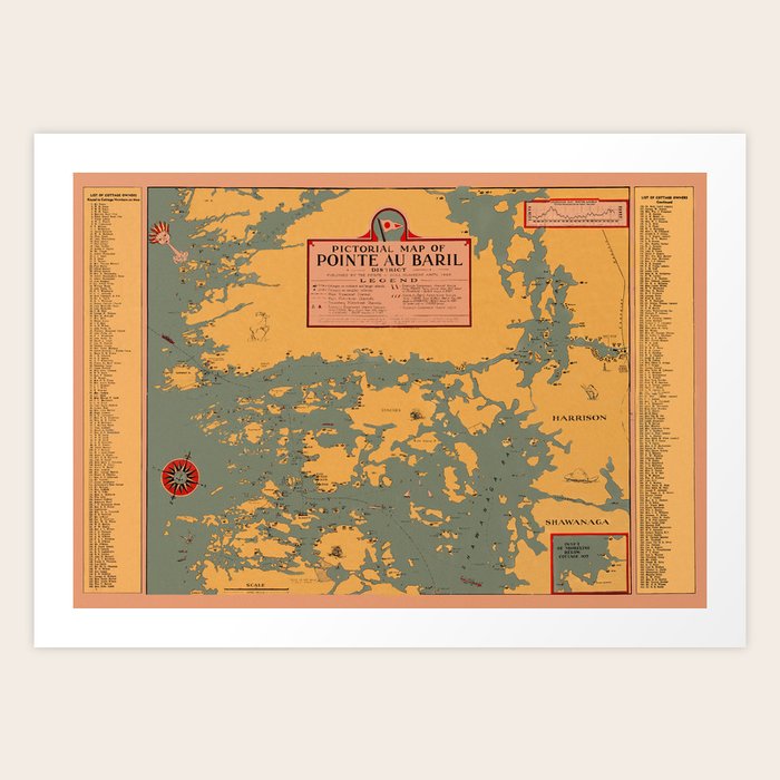 Map Of Bay 1945 Art Print by Vintage Maps & Prints Society6