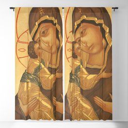 Orthodox Icon of Virgin Mary and Baby Jesus Blackout Curtain