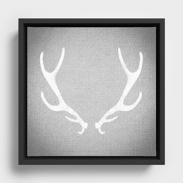White & Grey Antlers Framed Canvas