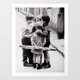 The Gangs of Paris, Little Boys with Morning Baguettes black and white photography - black and white photographs Art Print