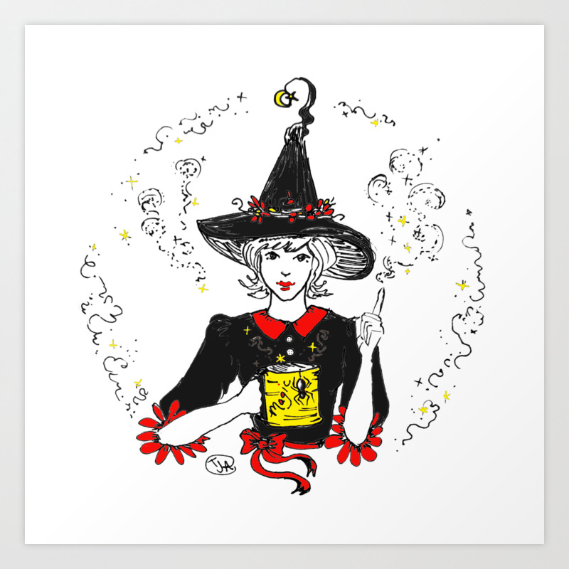 witch coffee fantasy mythology  art print impressionism gift new 8x10 