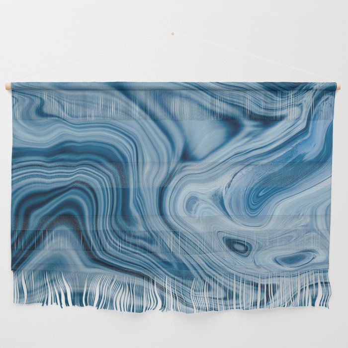 Splash of Blue Swirls, Digital Fluid Art Graphic Design Wall Hanging