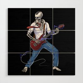 Skeleton Guitar Player Wood Wall Art