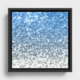 Mermaid Glitters Sparkling Blue Cute Girly Texture Framed Canvas