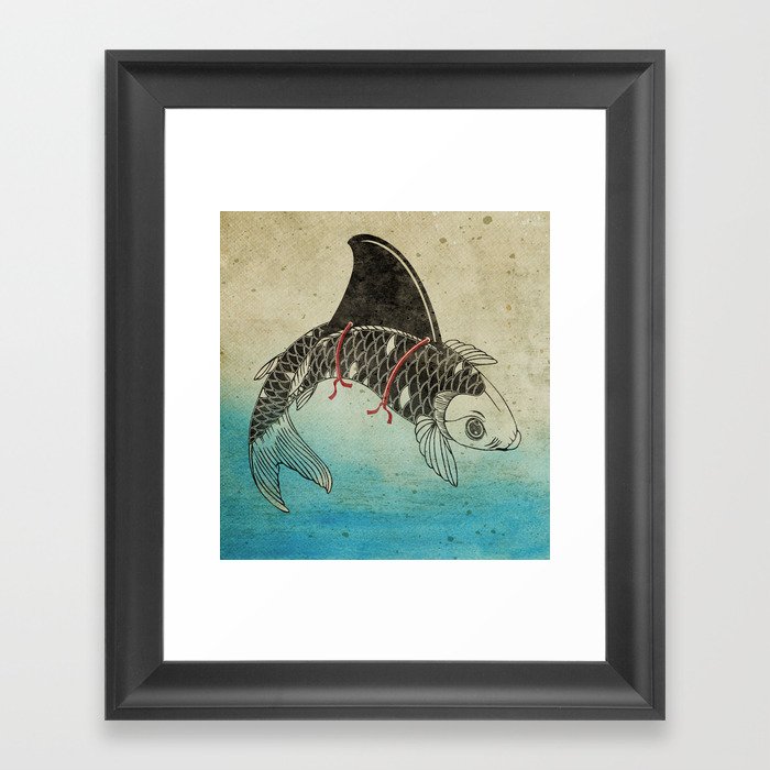 Koi Shark Fin Framed Art Print